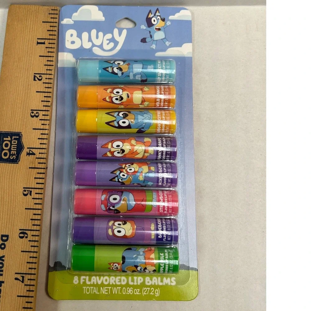 LOT OF 2 Bluey 8 Pack Flavored Lip Balms Set Mango‎ Grape Strawberry Berry Mint